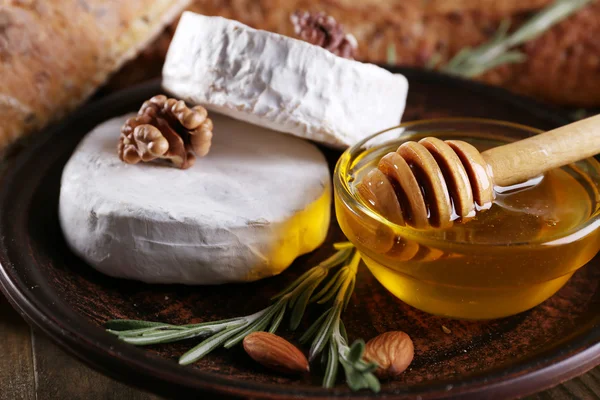 Queso Camembert en plato — Foto de Stock