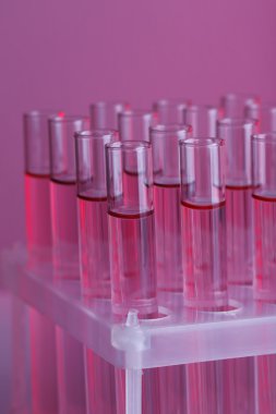 test tüpleri mavi sıvı ile