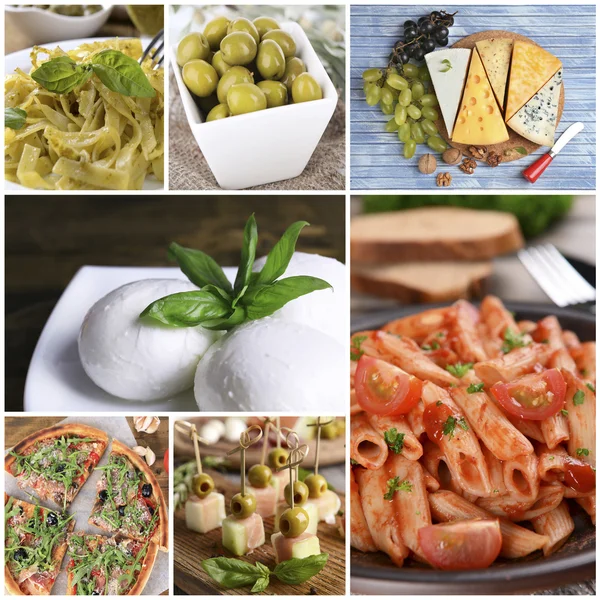 Collage de savoureux plats italiens — Photo