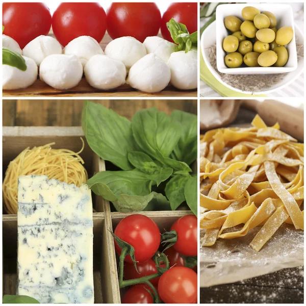 Lezzetli İtalyan yemekleri kolaj — Stok fotoğraf
