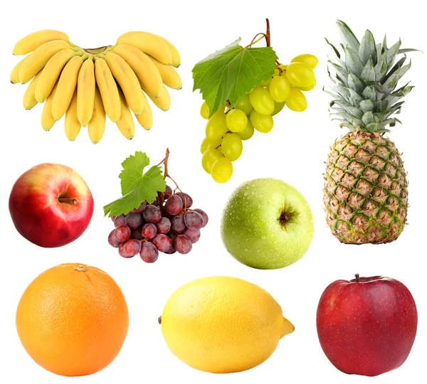 Collage of fresh fruit  isolated on white — Stock Photo, Image