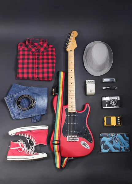 Musical equipment, clothes — Stock Photo, Image