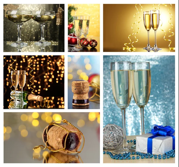 Gläser Champagner auf glänzendem Hintergrund — Stockfoto