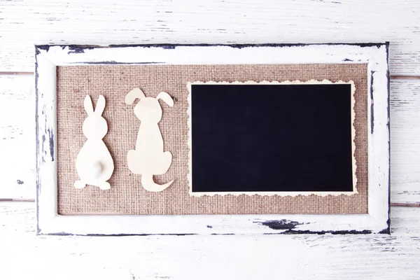 Wooden frame with paper animals — Stock Photo, Image