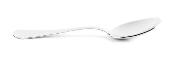 Cucchiaio di metallo su bianco — Foto Stock
