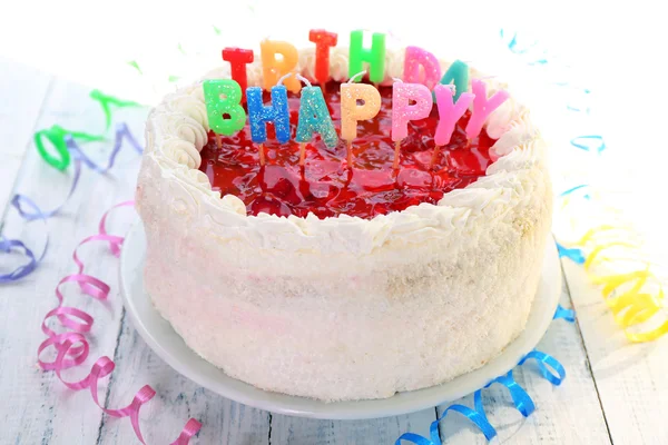 Cake on celebratory table close-up — Stock Photo, Image