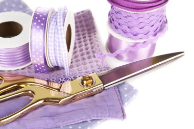 makas ve kumaşlar ile şeritler