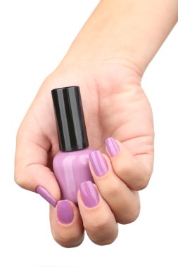 Elinde, üzerinde beyaz izole cilası