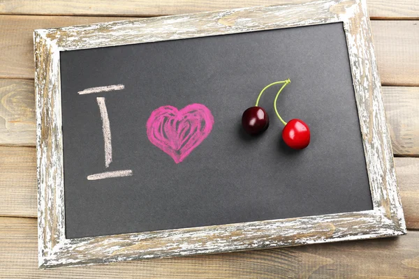 I love cherry written on chalkboard — Stock Photo, Image