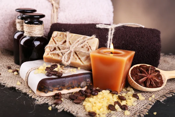Organic soap with coffee beans — Stock Photo, Image