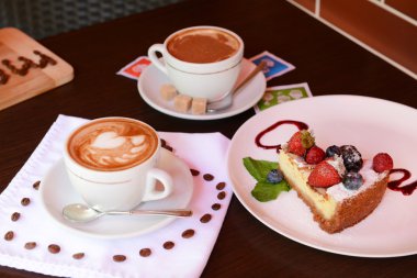 kahve ile sevimli bir kafede, çizim