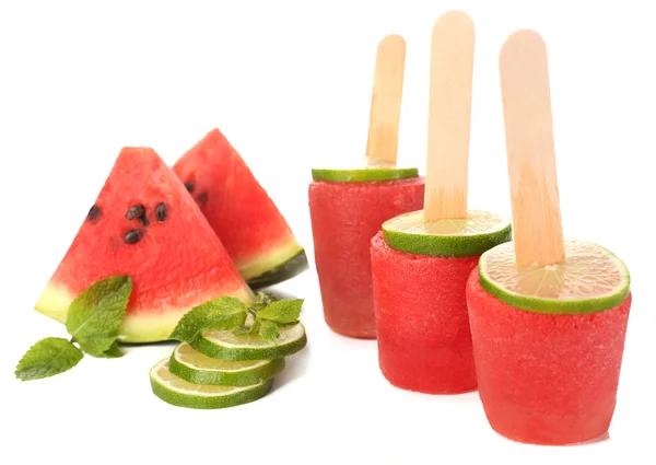 Watermelon ice-cream, isolated on white — Stock Photo, Image