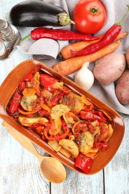 Tablo, sebze yahni yakın çekim