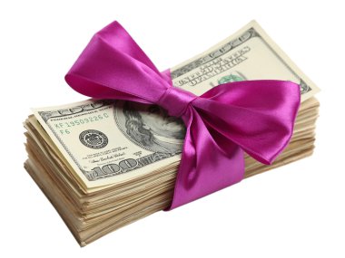 bohça kurdele ile bağlanmış dolar