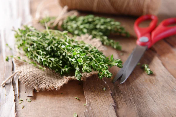 Thyme on table close-up — Stock Photo, Image