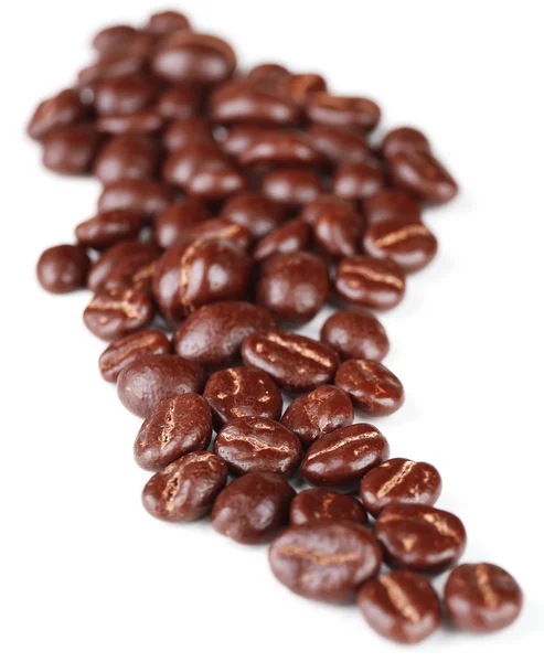 Kaffebönor med choklad glasyr — Stockfoto