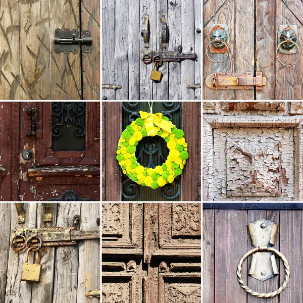 Collage di vecchie porte vintage — Foto Stock