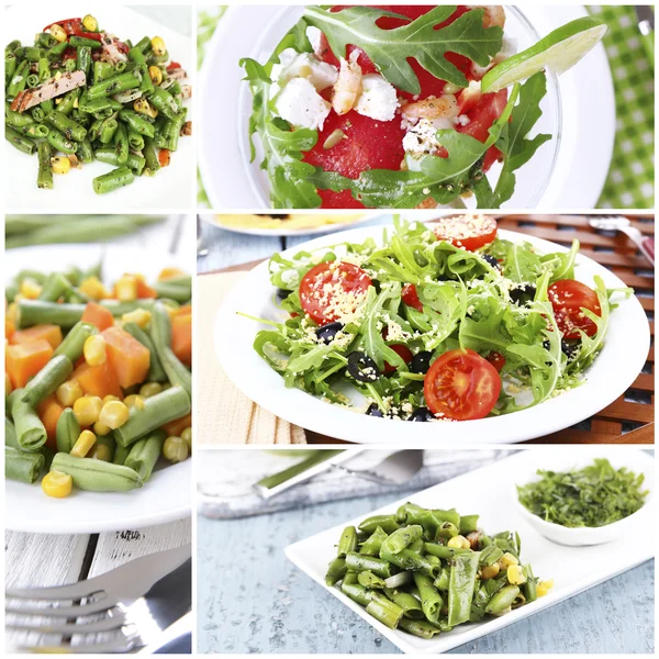 Collage de salades savoureuses — Photo