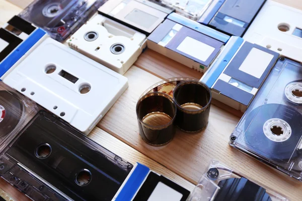 Collection of retro audio tapes, close up — Stock Photo, Image
