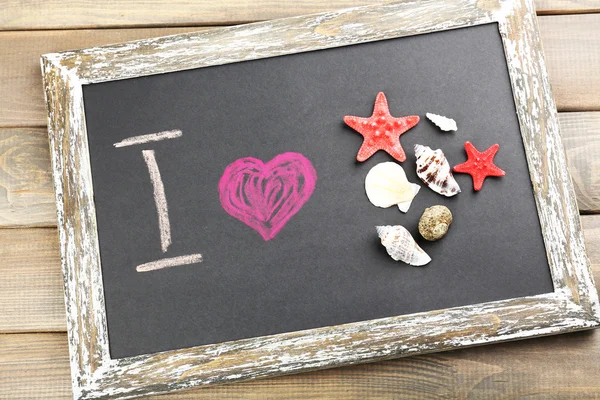 I love sea written on chalkboard — Stock Photo, Image