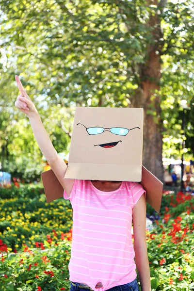 Woman with cardboard box — Stock Photo, Image