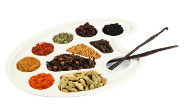 Resim paleti çeşitli baharatlar ile