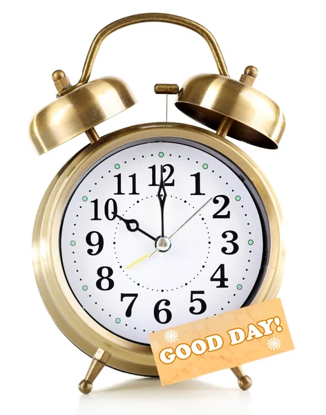 Alarm clock with sticker — Stock Photo, Image