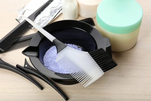 Hairdresser accessories for coloring hair, close-up — Stock Photo, Image