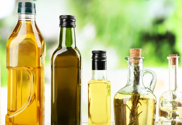 Diferentes tipos de aceite de cocina, primer plano — Foto de Stock