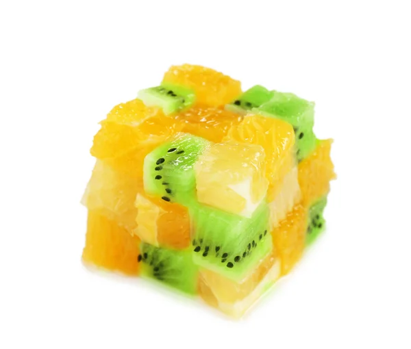 Une saine alimentation. Cube de fruits, isolé sur blanc — Photo