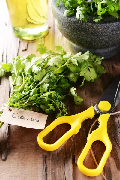 Cilantro sul tavolo primo piano — Foto Stock