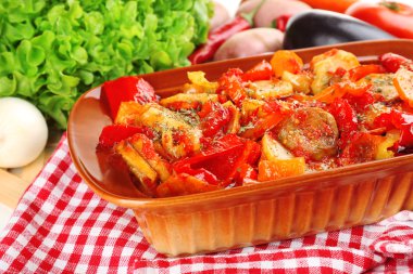 Tablo, sebze yahni yakın çekim