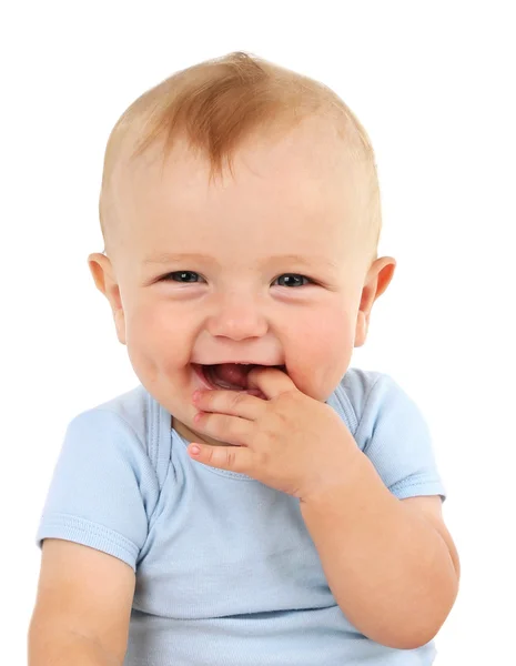 Portrét roztomilého miminka, izolovaný na bílém — Stock fotografie