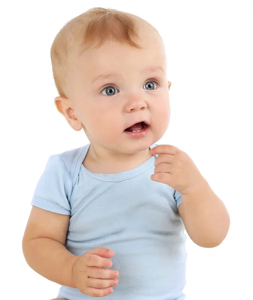 Retrato de bebé lindo, aislado en blanco — Foto de Stock