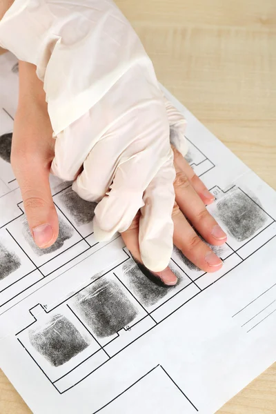 Taking fingerprints close-up — Stock Photo, Image
