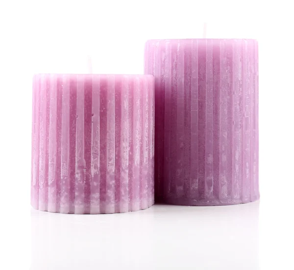 Duas velas no branco — Fotografia de Stock