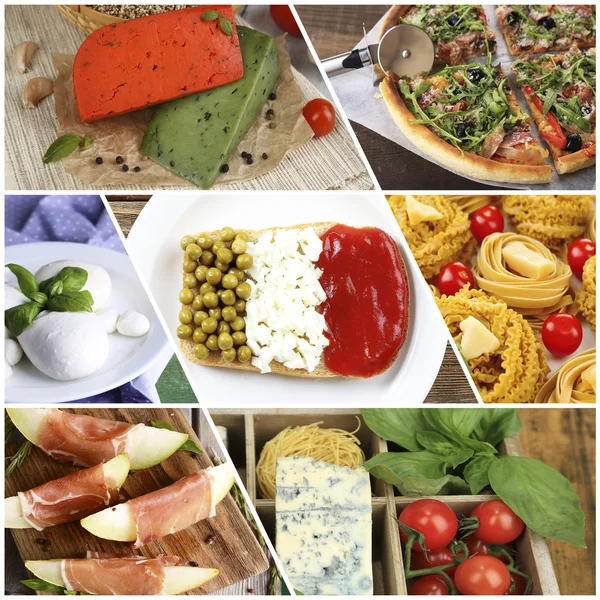 Collage van lekker Italiaans eten — Stockfoto