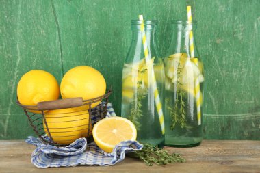 Tasty cool beverage with lemon clipart