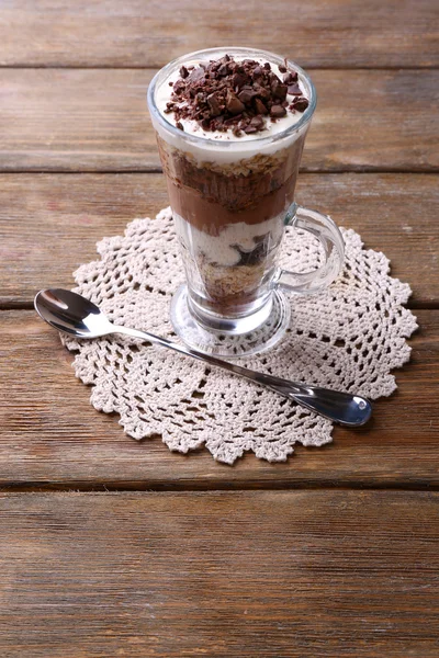 Yogurt, with chocolate cream — Stock Photo, Image