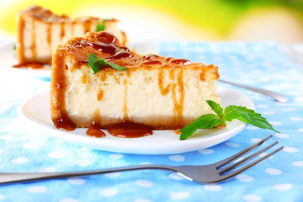 Cheese cake in plate — Stock Photo, Image