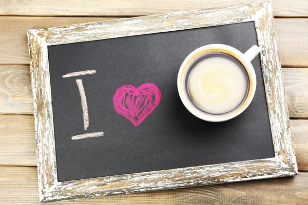 I love coffee written on chalkboard, close-up — Stock Photo, Image