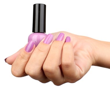 Elinde, üzerinde beyaz izole cilası