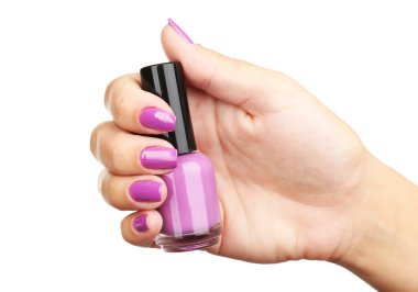 Elinde, üzerinde beyaz izole cilası