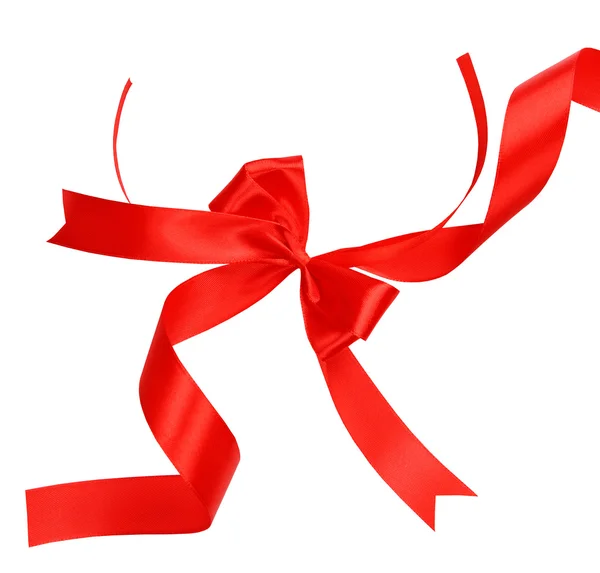 Shiny red ribbon with bow — Stock Photo, Image