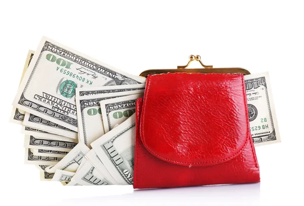 Purse with hundred dollar banknotes — Stock Photo, Image