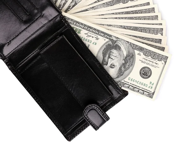 Purse with hundred dollar banknotes — Stock Photo, Image