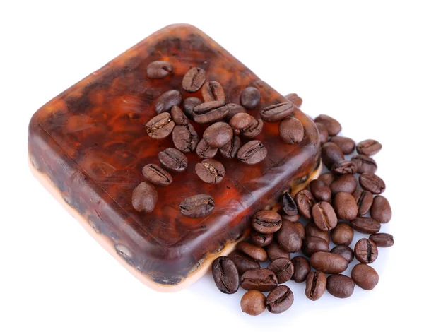 Bio-Seife mit Kaffeebohnen — Stockfoto