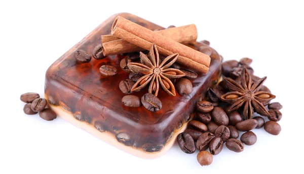 Organic soap with coffee beans — Stock Photo, Image