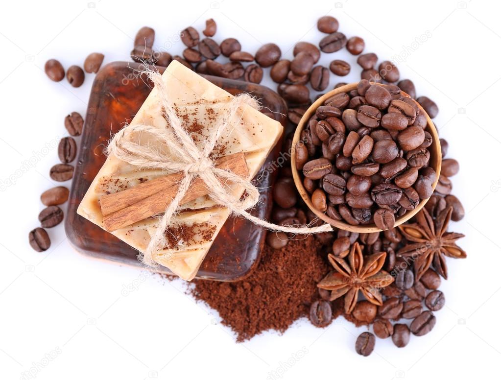 Organic soap with coffee beans