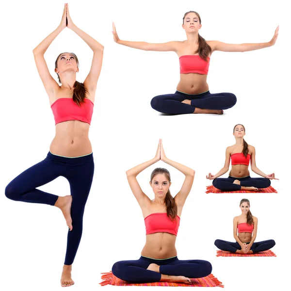 Schönes Mädchen macht Yoga-Übungen — Stockfoto